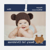 ベアー航海のフォトベビー初めてのクリスマス ガラスオーナメント (裏面)