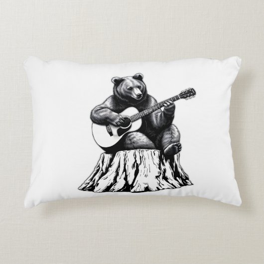 ベアー遊ズギター長方形アクセント枕 アクセントクッション (正面)