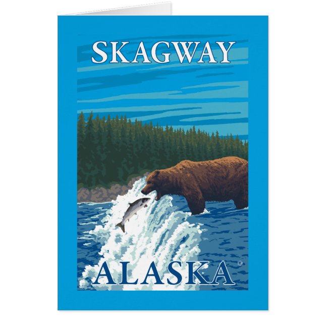 ベアー魚釣りイン川 – アラスカ，スカイウェイ (正面)