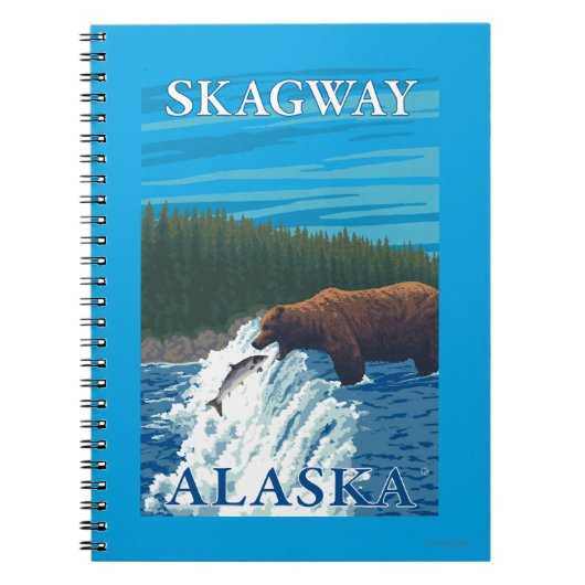 ベアー魚釣りイン川 – アラスカ,スカイウェイ ノートブック (正面)