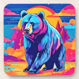 ベアー鮮やかアート コースター