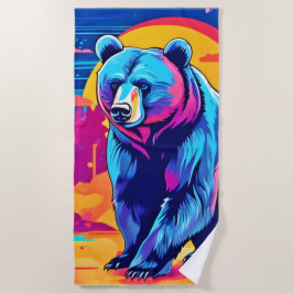 ベアー鮮やかアート ビーチタオル