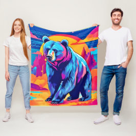 ベアー鮮やかアート フリースブランケット
