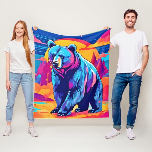 ベアー鮮やかアート フリースブランケット (インサイチュ)