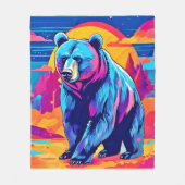 ベアー鮮やかアート フリースブランケット (正面)