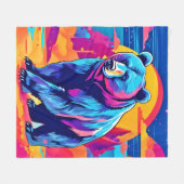 ベアー鮮やかアート フリースブランケット (正面(横))