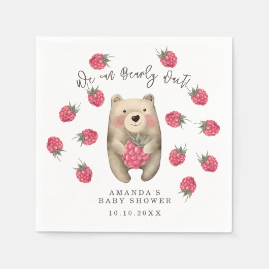 ベアー – 私たちは赤ちゃんシャワーを心待ちできる スタンダードカクテルナプキン (正面)