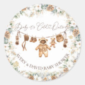 ベアーClothestLineコールド外ベビースシャワー ラウンドシール (正面)