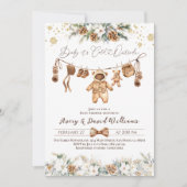 ベアーClothestLineコールド外ベビースシャワー 招待状 (正面)