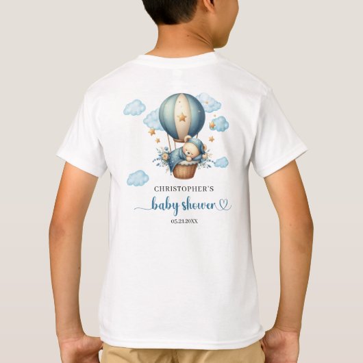 ベア人気があるテーマボーイベビーシャワーゲストの名誉 Tシャツ (裏面)