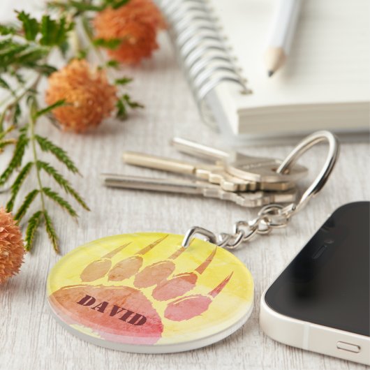 ベア動揺してポー印刷名前をカスタムする キーホルダー (正面右)