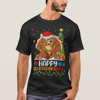 ベア動物愛好家おもしろいハッピーベアーハローサンキューマス Tシャツ