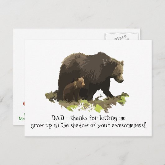 ベア感謝していーファミリー素晴らしのパパ ポストカード (正面/裏面)