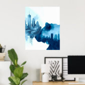 ベア抽象芸術ウォーターカラーアート ポスター (ホームオフィス)