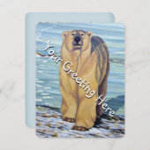 ベア招待状パーソナライズされたポーラベアアートカード 招待状 (正面/裏面)