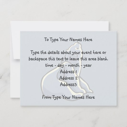 ベア招待状パーソナライズされたポーラベアアートカード 招待状 (裏面)