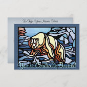 ベア招待状パーソナライズされたポーラベアアートカード 招待状 (正面/裏面)