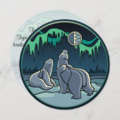 ベア招待状パーソナライズされたポーラベアアートカード 招待状 (正面/裏面)