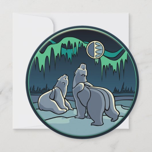 ベア招待状パーソナライズされたポーラベアアートカード 招待状 (正面)