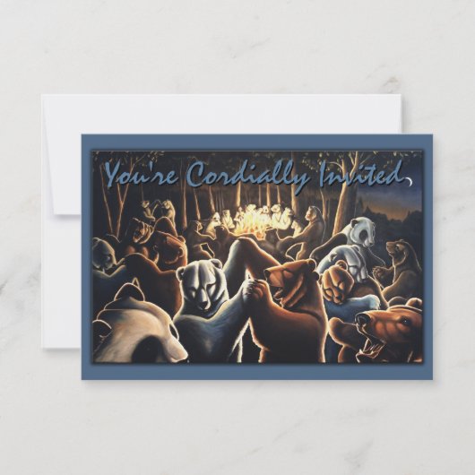 ベア招待状パーソナライズ踊りベアアートカード 招待状 (正面)