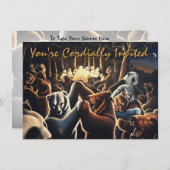 ベア招待状パーソナライズ踊りベアアートカード 招待状 (正面/裏面)