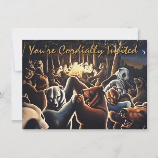 ベア招待状パーソナライズ踊りベアアートカード 招待状 (正面)