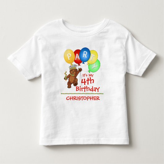 ベア王室の4th誕生日パーティーカスタム トドラーTシャツ (正面)