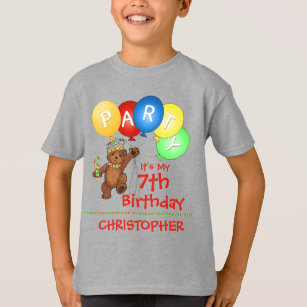 ベア王室の7歳の誕生日パーティーのカスタム Tシャツ