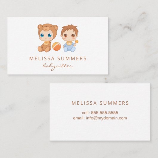 ベア男の赤ちゃんベビシッターチ気にャイル 名刺 (正面/裏面)