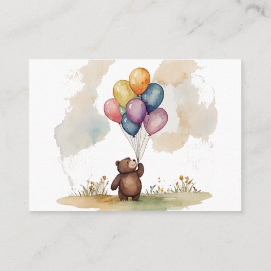 ベア男女兼用ベビーシャワーおむつラッフル エンクロージャーカード (裏面)