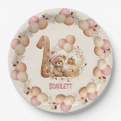 ベア秋1stバースデーガール紙プレート ペーパープレート (正面)