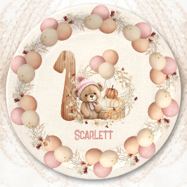 ベア秋1stバースデーガール紙プレート ペーパープレート