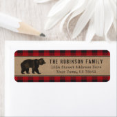 ベア素朴クラフトレッドプレイドホリデーアドレス ラベル (インサイチュ)