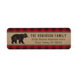 ベア素朴クラフトレッドプレイドホリデーアドレス ラベル