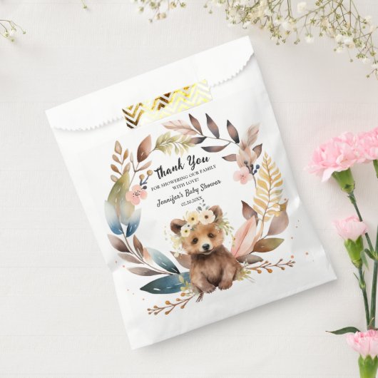 ベア素朴テーマ男女兼用ベビーシャワー フェイバーバッグ (封をした状態)