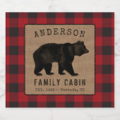 ベア素朴ファミリーキャビン赤い格子縞ラベル リキュールボトルラベル (シングルラベル)