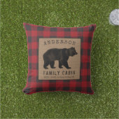 ベア素朴ファミリーキャビン赤バッファロープレイドバーラップ アウトドアクッション (芝生)
