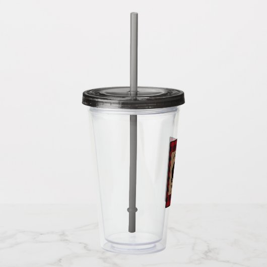 ベア素朴ファミリーキャビン赤バッファロープレイドバーラップ アクリルタンブラー (右)