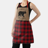 ベア素朴ファミリーキャビン赤バッファロープレイドバーラップ エプロン (インサイチュ)
