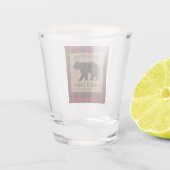 ベア素朴ファミリーキャビン赤バッファロープレイドバーラップ ショットグラス (裏面)