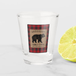 ベア素朴ファミリーキャビン赤バッファロープレイドバーラップ ショットグラス