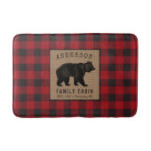 ベア素朴ファミリーキャビン赤バッファロープレイドバーラップ バスマット (正面)