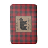 ベア素朴ファミリーキャビン赤バッファロープレイドバーラップ バスマット (正面縦)