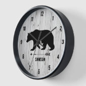 ベア素朴ファームハウスホワイトプランクキャビン 壁時計 (傾斜)