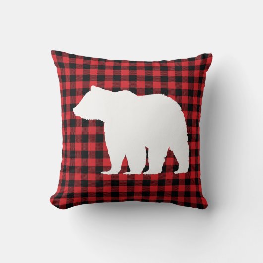 ベア素朴プレイドウィルダネスキャビン装飾用クッション クッション (正面)