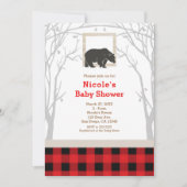 ベア素朴プレイドベビーシャワー招待状 招待状 (正面)