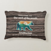 ベア素朴マウンテンズコンパスファミリー名歓迎 アクセントクッション (裏面)