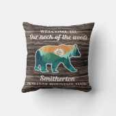 ベア素朴マウンテンズコンパスファミリー名歓迎 クッション (裏面)