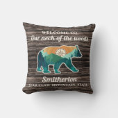 ベア素朴マウンテンズコンパスファミリー名歓迎 クッション (正面)