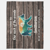 ベア素朴マウンテンズコンパスファミリー名歓迎 フリースブランケット (正面)